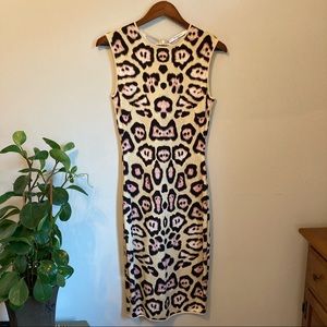 Givenchy Pink Leopard Midi Fitted Dress